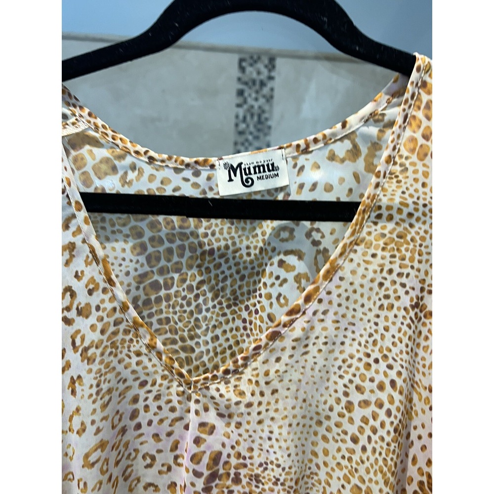 Show Me Your MuMu Peta Boo Tunic Kimono Womens M Sheer Animal Print Top Brown - Picture 4 of 10